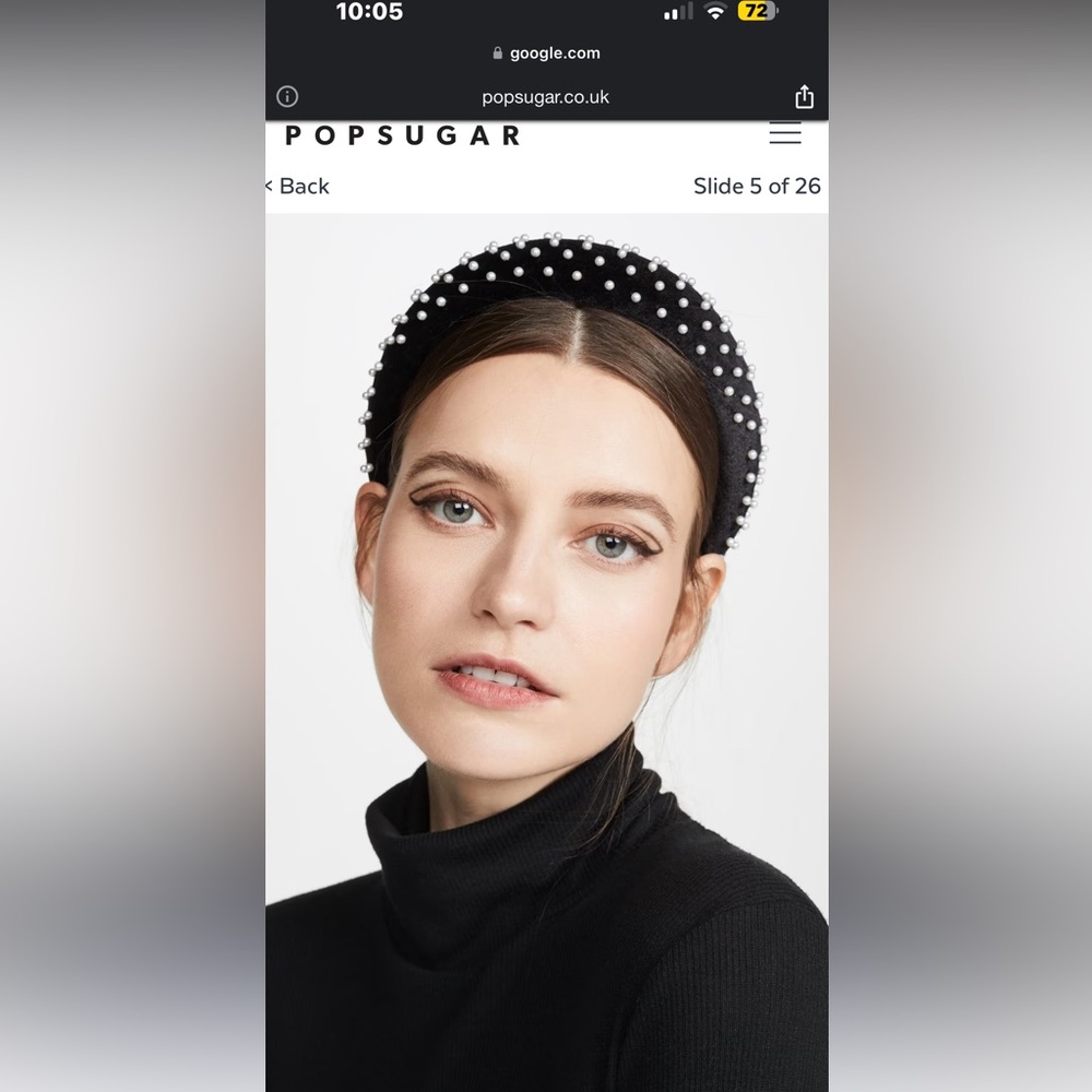 Authentic Lele Sadoughi velvet black headband with pearls